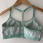 Athleta  Up-Tempo Energy Aqua Blue and White Stripe Seamless Sports Bra Photo 3