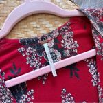 Free People red floral boho bell sleeve top Photo 2