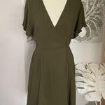 Lulus Lulu’s Olive Green Wrap Dress Photo 0