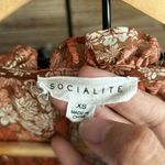 Socialite  Women's Mini Dress Size XS Burnt Orange Floral Smock Waist Boho Chic Photo 7