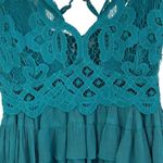 Free People Intimately X-Small Adella Cami Top Teal Ruffle Crochet Lace Smocked Photo 1