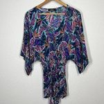 Lulus Hypnotized Purple Print Romper Women's Size Medium M Kimono Sleeve Floral Photo 2