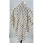 Loft  Women’s Small Embroidered Short Sleeve Collared Button Top Boho Cream Tan Photo 4