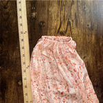 H&M  Top Womens XL Pink Floral Ruffle Neck Sheer Tie Front Bishop Sleeve Blouse Photo 7