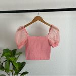 Alice + Olivia Eliana Smocked Crop Top Size XS in Pink Photo 2