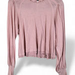 Free People  Pink Puff Shoulder Long Sleeve Sweater Womens S Boho Casual Photo 0