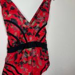 Modcloth  The Gilda Red Floral One-Piece Swimsuit Size Large Photo 2