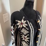Russ Sport Vintage Knit Cardigan Button Front Snowflake Fair Isle Black White S Photo 2