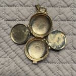 Vintage Gold & Silver Tone Round Photo Locket Pendant Floral Etched Double Frame Photo 3