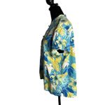 Vintage 100% Silk Tropical Print Top Women Size L Rum Runner Blue Retro Resort Size L Photo 4