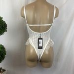 I Saw It First White Sheer Striped Lace Sleeveless Bodysuit From  NEW S Photo 2