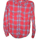 Aerie Plaid Button Up Flannel Shirt Red Blue XS Photo 0