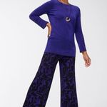 Chico's NWOT Purple and Black Abstract Print Wide Leg Pants Photo 1