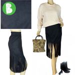 Rue 21  BLACK FAUX SUEDE FRINGE BOTTOM SKIRT (L) Photo 1