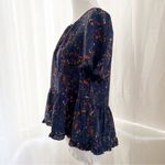 Madewell Silk Stanza Ruffle-Hem Top in Moonless Floral Size Medium Photo 3