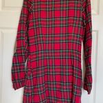 Red plaid flannel dress‎ with pockets Photo 0