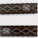 Ariat Beautiful Brown Leather Belt wWoven Leather Detailing and Silver Floral Accents Photo 2