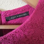 ZARA  Woman Fit & Flare Dress Textured Short Sleeve Magenta Size Medium‎ Photo 2