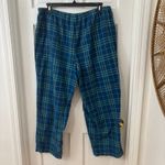 LLBean Women 1X Plus Tartan Blue Plaid Flannel Pajama Pants Cotton Lounge Sleep Photo 2