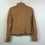 Free People  Fenix Vegan Faux Leather Zip Up Moto Jacket in Camel Womens Large Photo 2