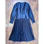 Scotch & Soda • Pleated V-Neck Midi Dress navy blue surplice wrap long sleeve Photo 9