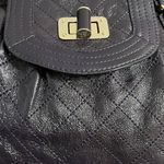 Elliott Lucca Glossy Eggplant Purple Leather Textured Quilted Satchel Purse Photo 2