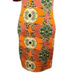 Love j Dress M Retro Orange Geometric Print Off Shoulders Short Sleeves Photo 6