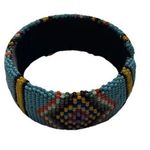 Vintage Handmade Navajo Indian Beaded Bracelet White Blue Red Yellow Sz 7.5” Photo 0