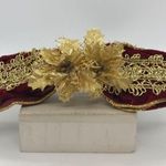 Velveteen Bow Barrette Gold Burgundy Vintage 1980s Red Photo 13
