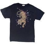 Rebecca Taylor x Google Collab Black Graphic T-Shirt Tee Cheetah Animal Print S Photo 0