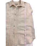 Caribbean Joe  Beige Button Down Pintuck‎ Detailing Cap Sleeve Collared Blouse L Photo 4