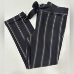 Loft slacks. Women's size 6, Black/Blue/Yellow. Tie belt, cuff ankle w/pockets Photo 3