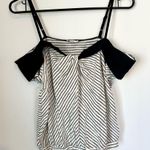 Hem & Thread  Diagonal Striped Off the Shoulder Blouse in Black and White - M Photo 5