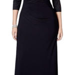 XScape ‎ Dress Women 10 Petite Navy Blue Ruched Long Lace Sleeve Gown Cocktail Photo 0