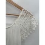 Alya Womens White Short Floral Lace Sleeve Top Size M Boho Resort Minimal Photo 3