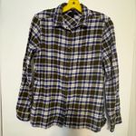 J.Crew Green Blue White Plaid Button Up Plaid Flannel Shirt Size 10 Cabin Fall Photo 0