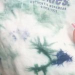 Dickies  Tie Dye Cropped Blue Green White Lettuce Hem Short Sleeve Shirt Photo 5