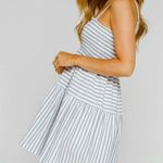 Lumière New  Striped Smocked Babydoll Dress Blue White Photo 1