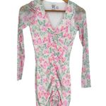 Princess Polly  Mesh Butterfly Mini Dress size 0 Long Sheer Sleeves Ruched Front Photo 3