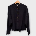 Free People  Cocoa Rib Henley Sweater Size Small Photo 6