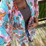 Vintage Authentic Japanese kimono pink aqua bright beautiful OS handmade Blue Size undefined Photo 0