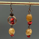 Artisan  Coral Amber earrings Photo 0
