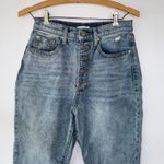 We Wore What  Womens Danielle‎ Mom Straight Leg Jeans Blue Crystals Button fly Photo 2