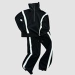 XIEERDUO Set Lounge Set Half Zip Sweatshirt & Wide Leg Sweatpant Tracksuit Black Size XS Photo 1