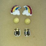 Rainbow and Gemstone Vintage Retro Boho Earrings Set Red Photo 1