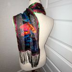 Laurel Burch  Dogs & Doggies Print Silk Fringe Scarf Size OS Photo 1