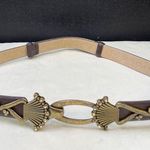 Chico's Women's Brown Leather Adjustable Belt Bronze Buckle Size M-L SKU 5558 Photo 0