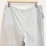 Vintage Diagonal Linen Cotton Elastic Pull On Pants Pastel Light Blue Vtg Medium Photo 1