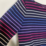 Talbots Navy Blue Boat Neck Tee Shirt Striped Preppy Nautical Sz Petite Large Photo 6