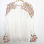 Free People  White Embroidered Lace Joyride Blouse Top S Photo 3